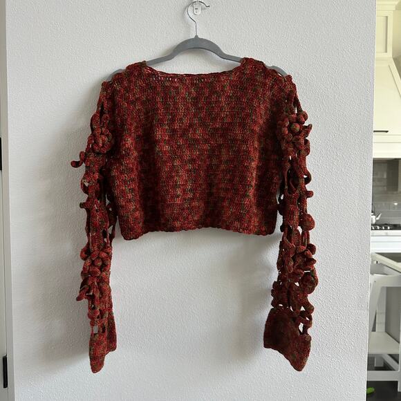 Nicole Floral Crochet Cropped Sweater Cardigan - Picture 5 of 10